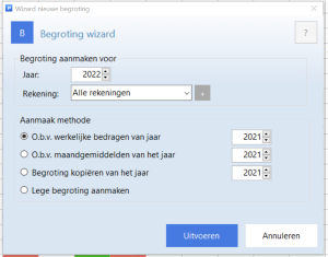 Voorbeeld begroting wizard