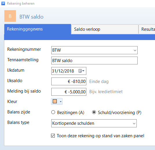 Voorbeeld van de BTW rekening